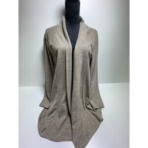 Notations Large Women’s Cardigan Brown Open Front Knit Long Sweater